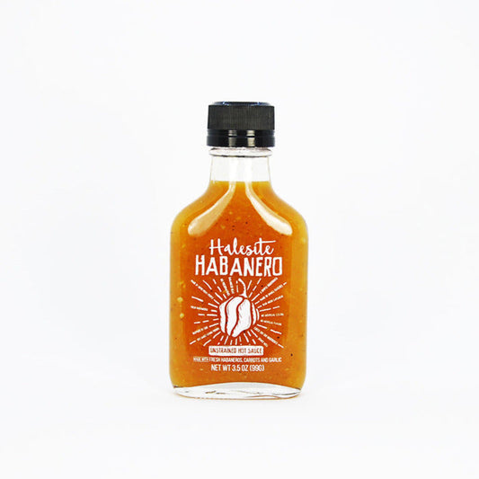 THE MINI Halesite Habanero Small Batch Hot Sauce, 3.5 oz Glass Pocket-Flask Bottle