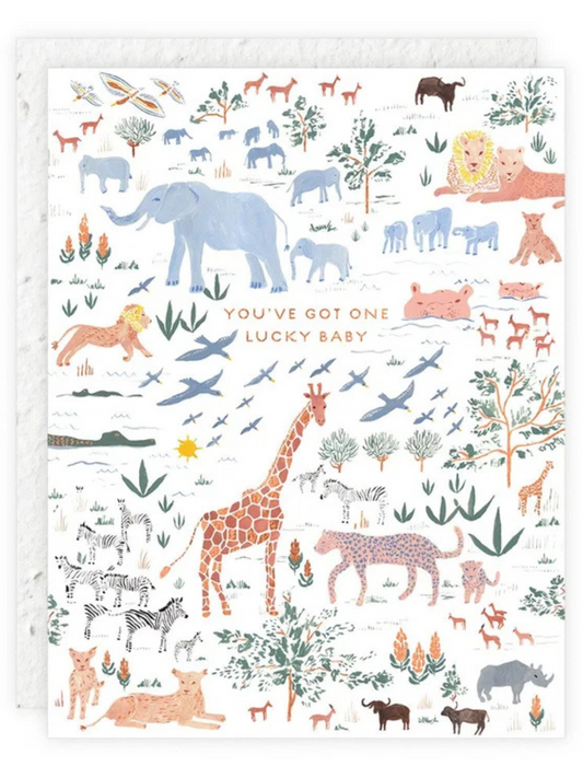 You've Got One Lucky Baby - Seeded Baby Congratulations Card