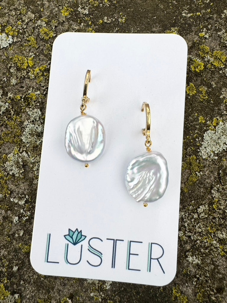 Coin Pearl Drop Earrings