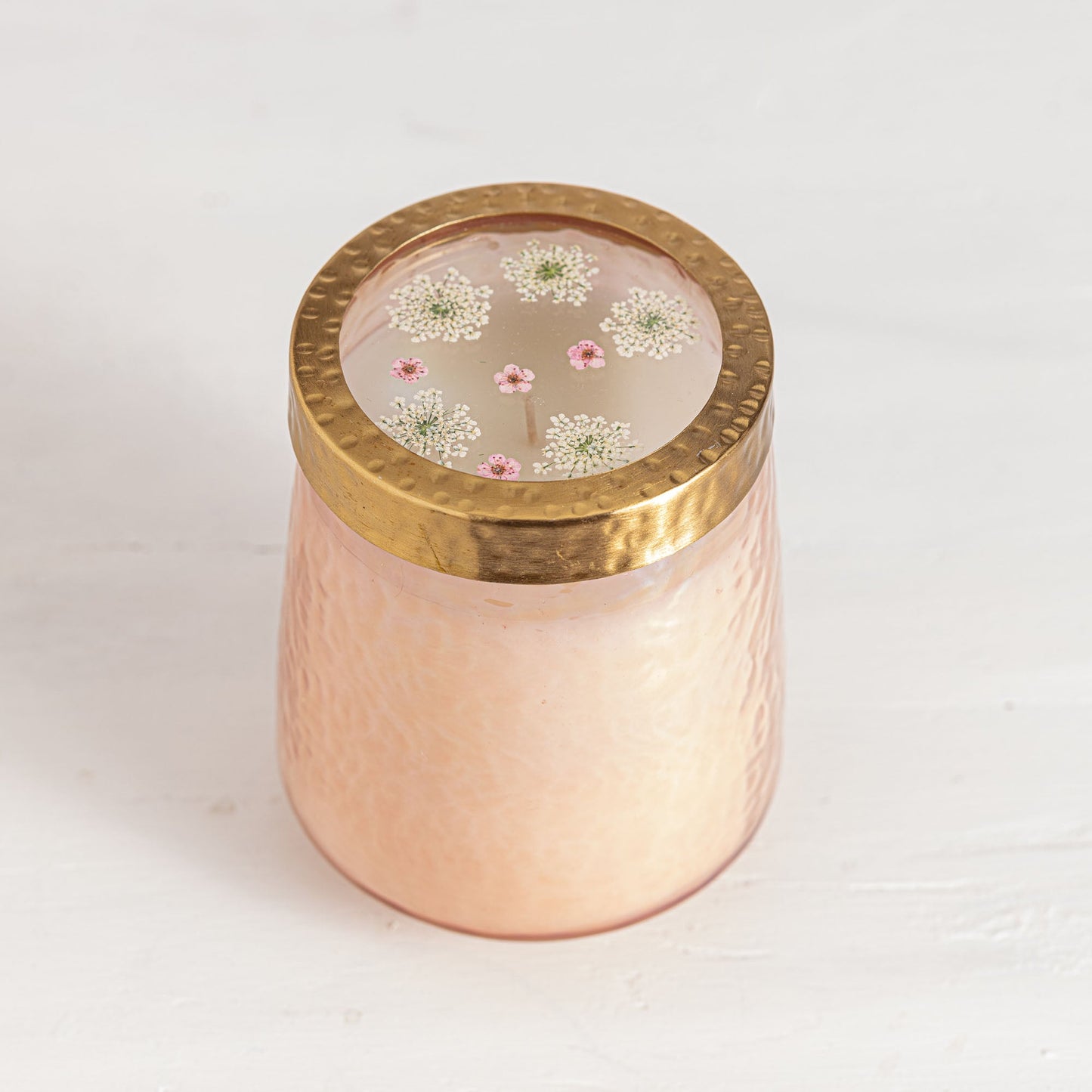 Rose + Oud Tall Watercolor Pressed Floral Candle
