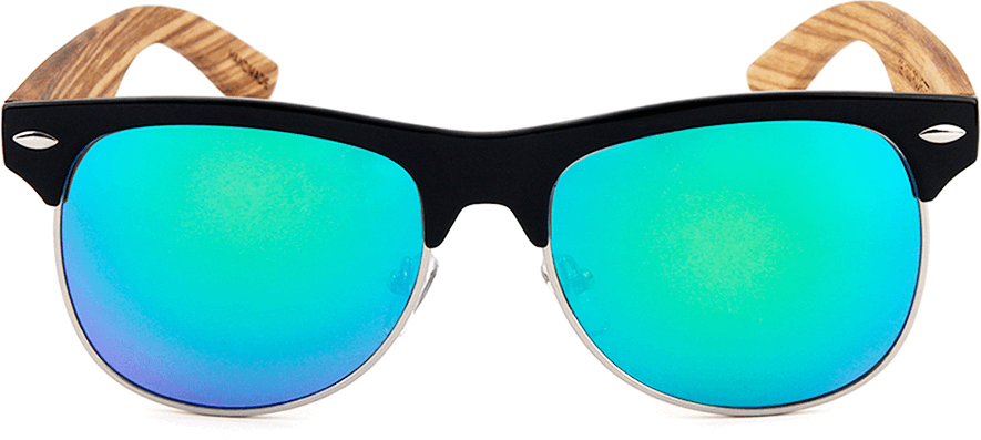 Real Zebra Wood Browline Style RetroShade Sunglasses by WUDN