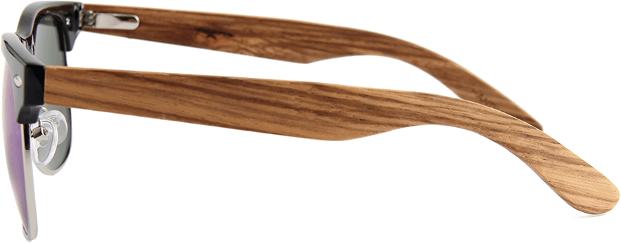 Real Zebra Wood Browline Style RetroShade Sunglasses by WUDN
