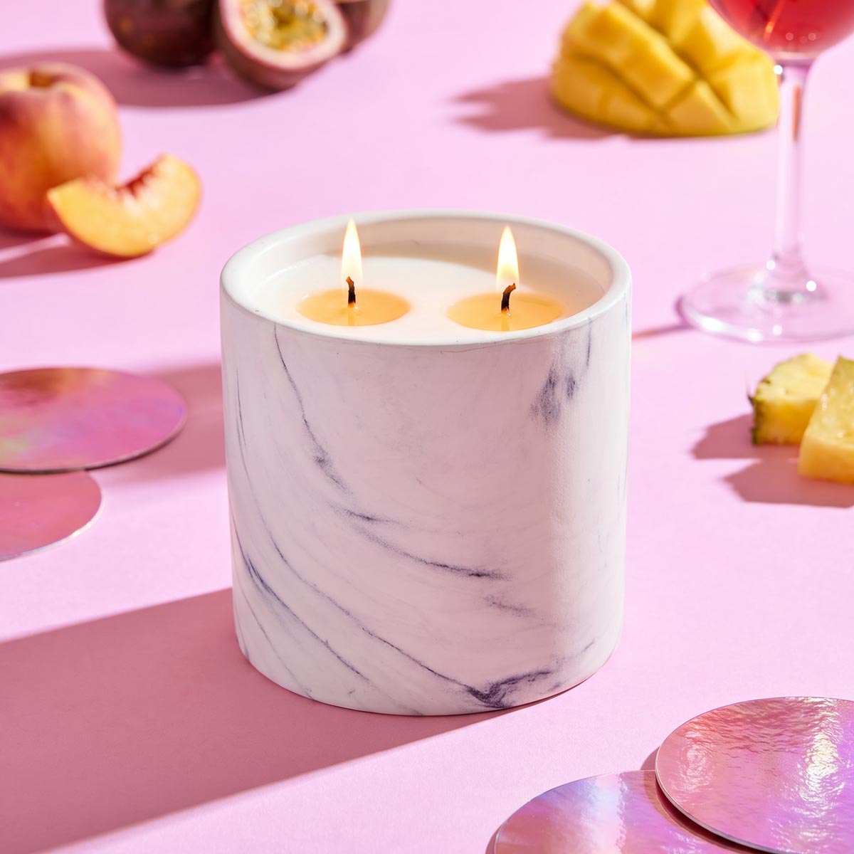 Passionate Fruit White Marble Candle 17oz