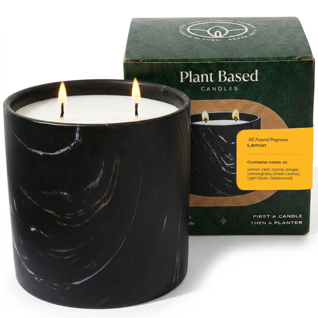 Natural Lemon Black Marquina Candle 17oz