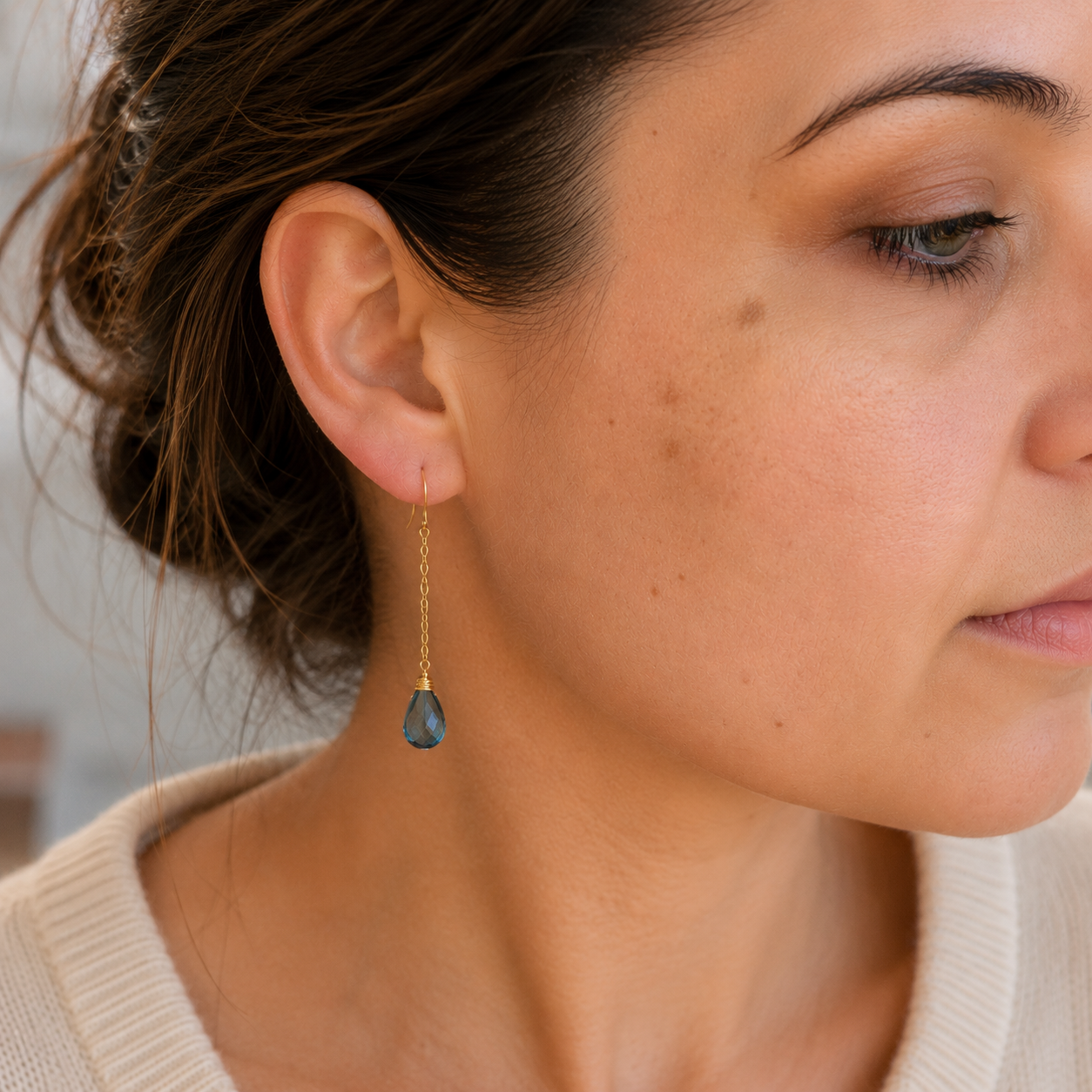 London Blue Topaz Chain Drop Earrings