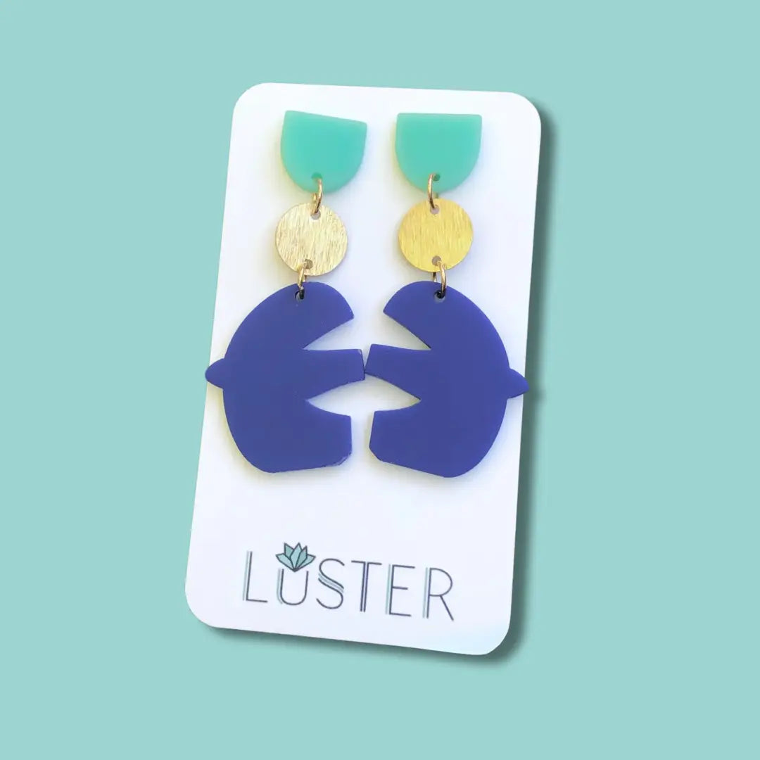 Acrylic + Brass Abstract Statement Earrrings