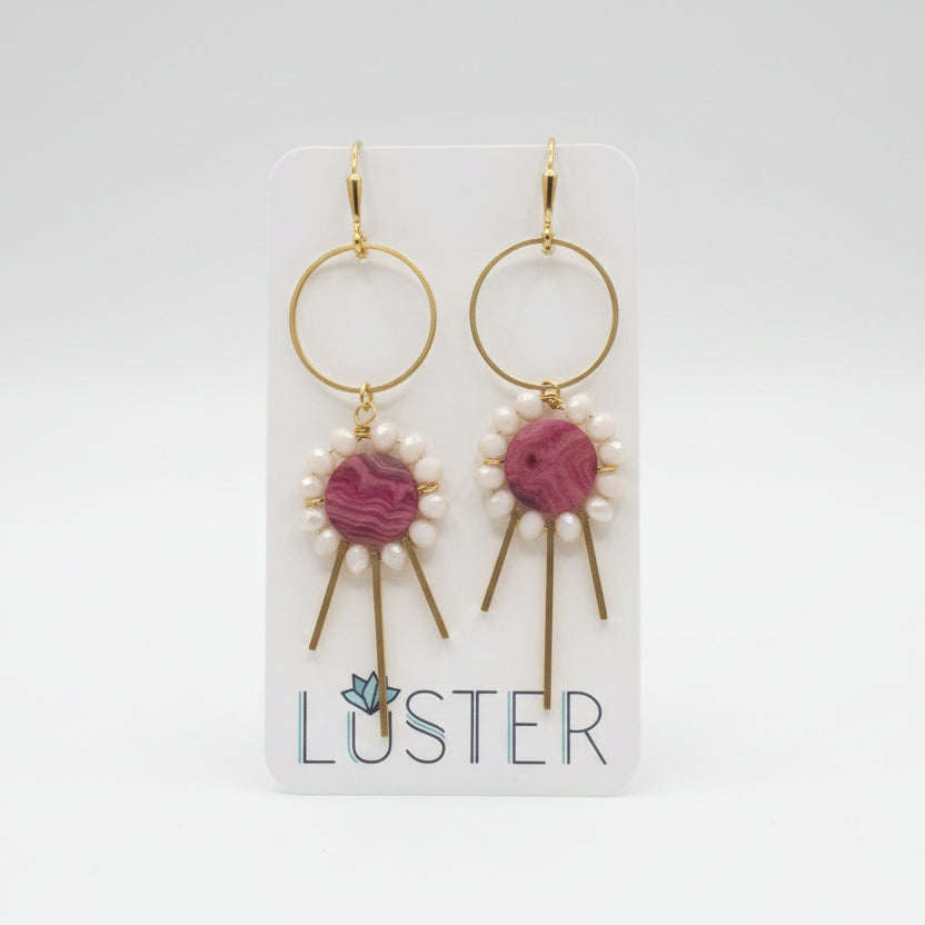 Gold Brass + Stone Statement Earrings
