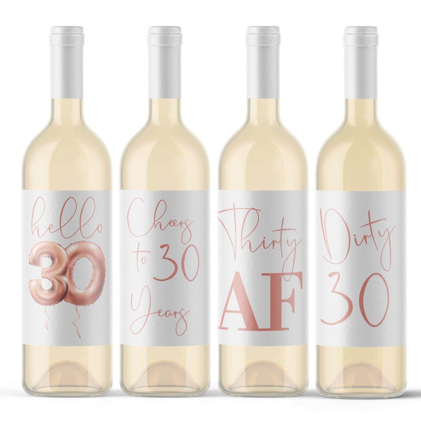 Dirty 30 Birthday Wine Labels, Pack of 4