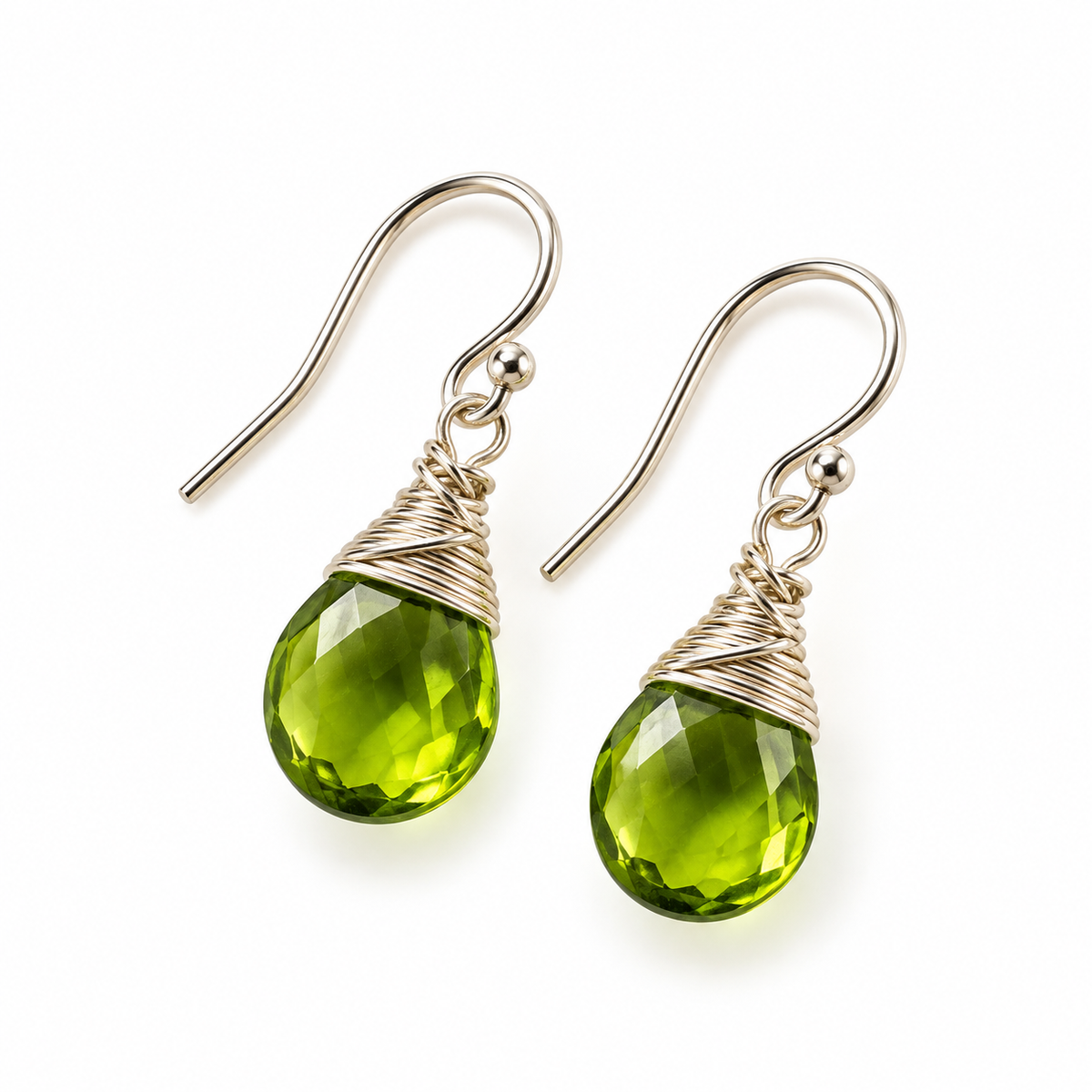 Peridot Gemstone Earrings – Sterling Silver