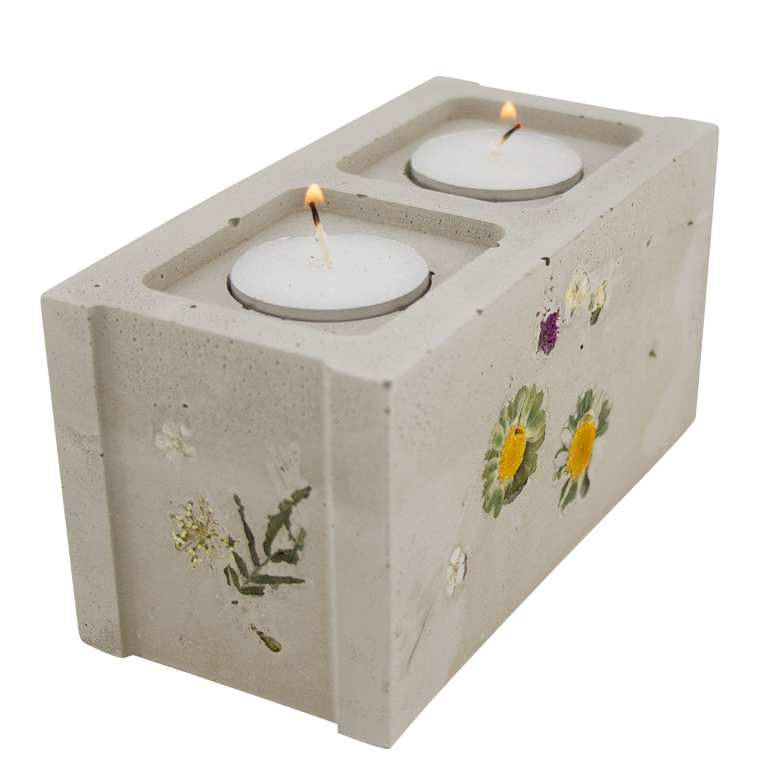 Flora Mini Cinderblock Candle Holder
