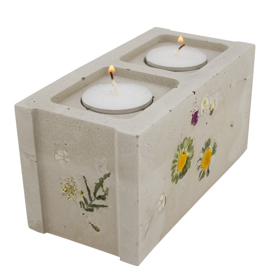 Flora Mini Cinderblock Candle Holder