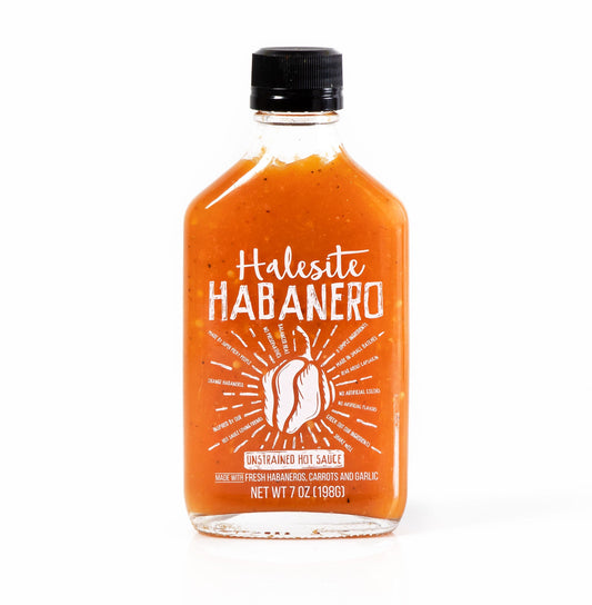 Halesite Habanero Small Batch Habanero Hot Sauce, 7 oz Glass Flask Bottle