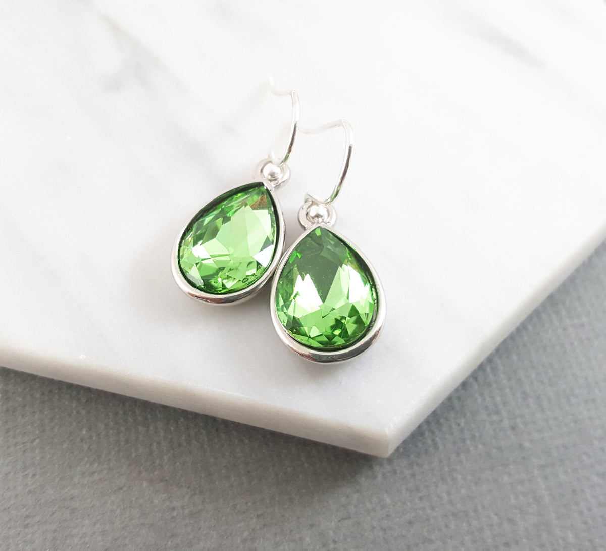 August Birthstone Peridot Crystal Earrings – Sterling Silver