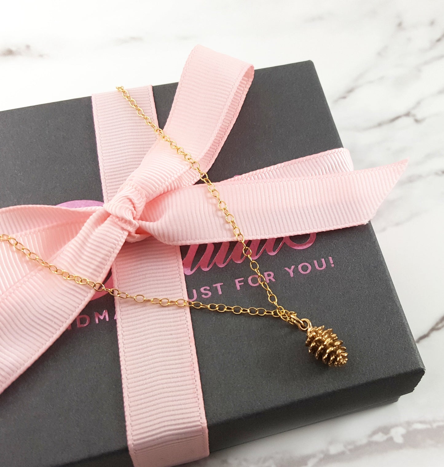 Gold Pinecone Charm 14k Gold Filled Necklace