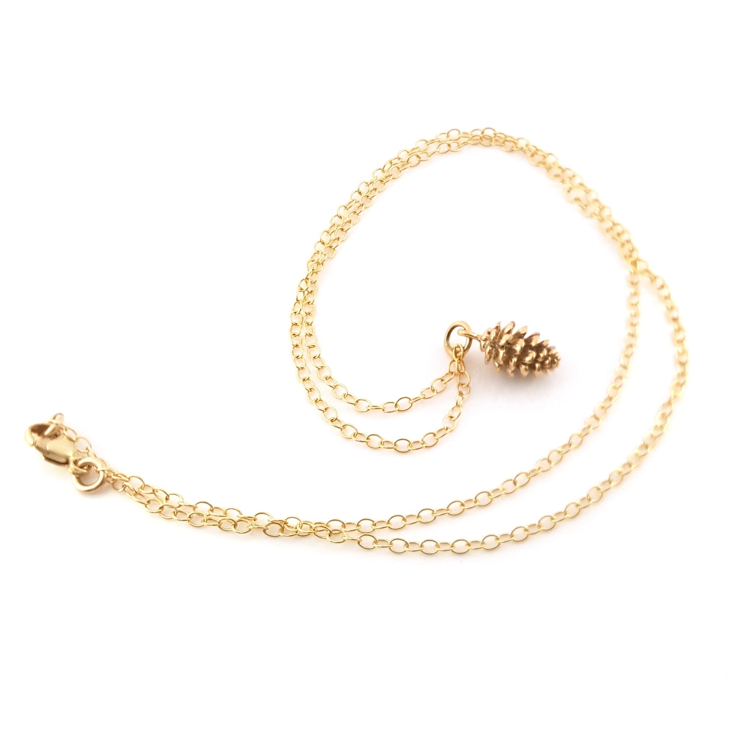 Gold Pinecone Charm 14k Gold Filled Necklace