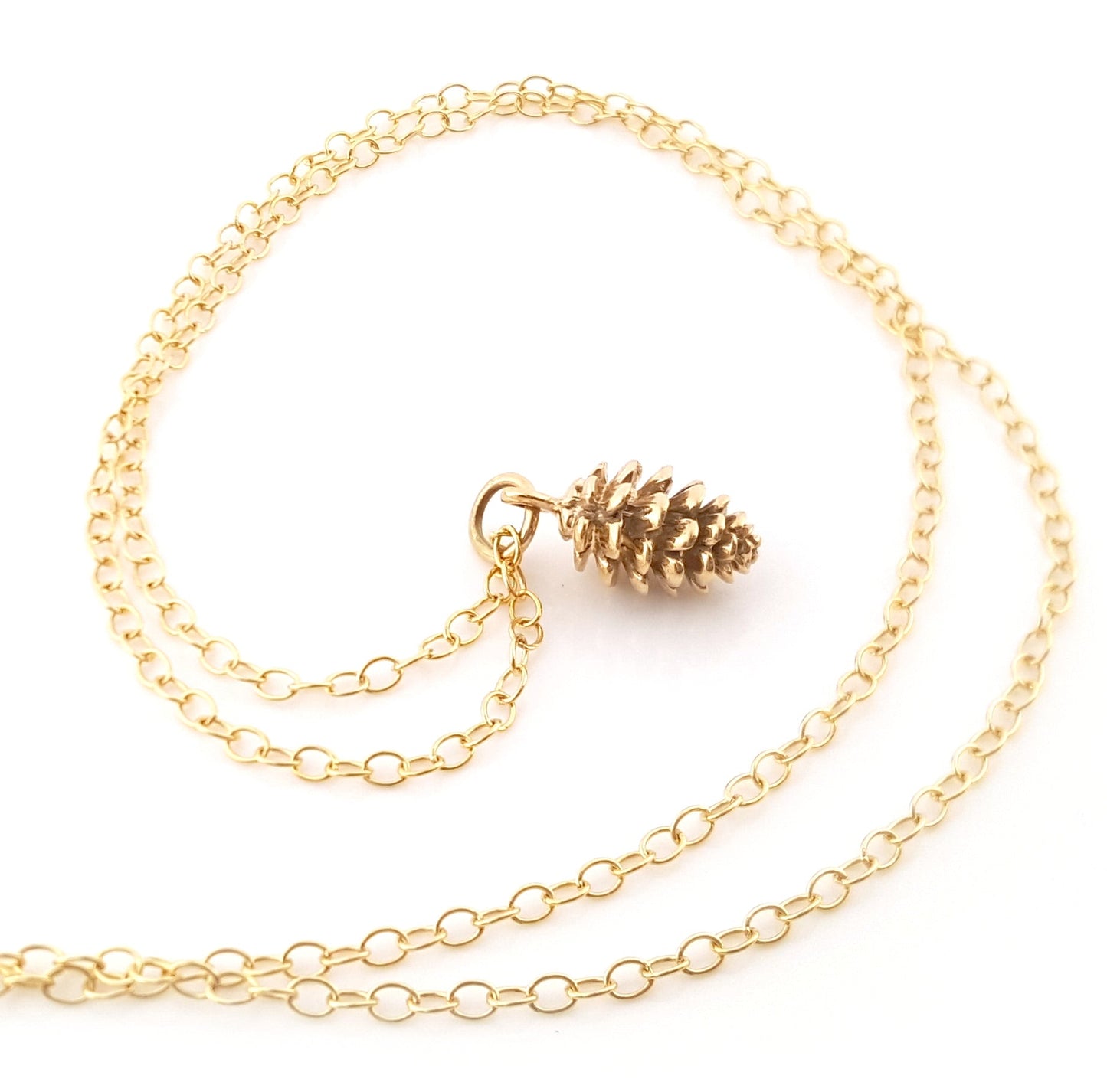 Gold Pinecone Charm 14k Gold Filled Necklace