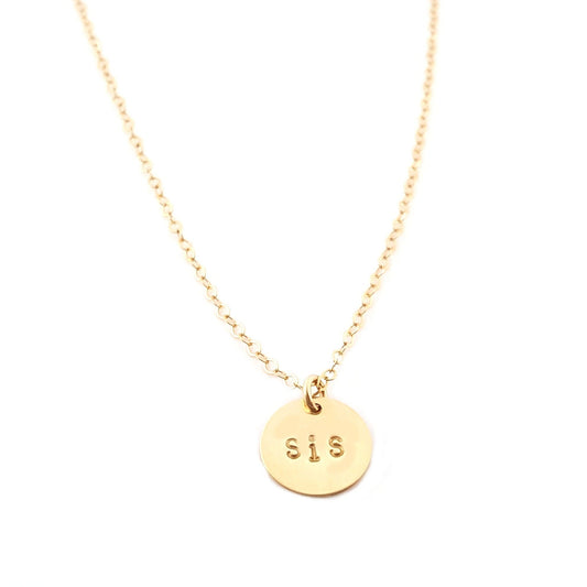 Hand Stamped "SIS" Necklace | Personalized Sister Gift | Dainty Gold Necklace | Friendship Jewelry | Handmade Jewelry Gift