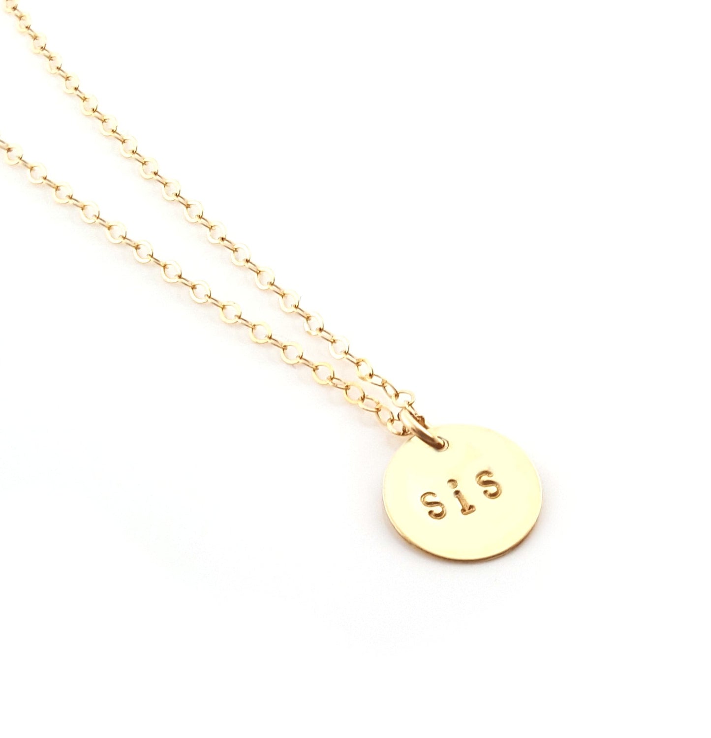 Hand Stamped "SIS" Necklace | Personalized Sister Gift | Dainty Gold Necklace | Friendship Jewelry | Handmade Jewelry Gift