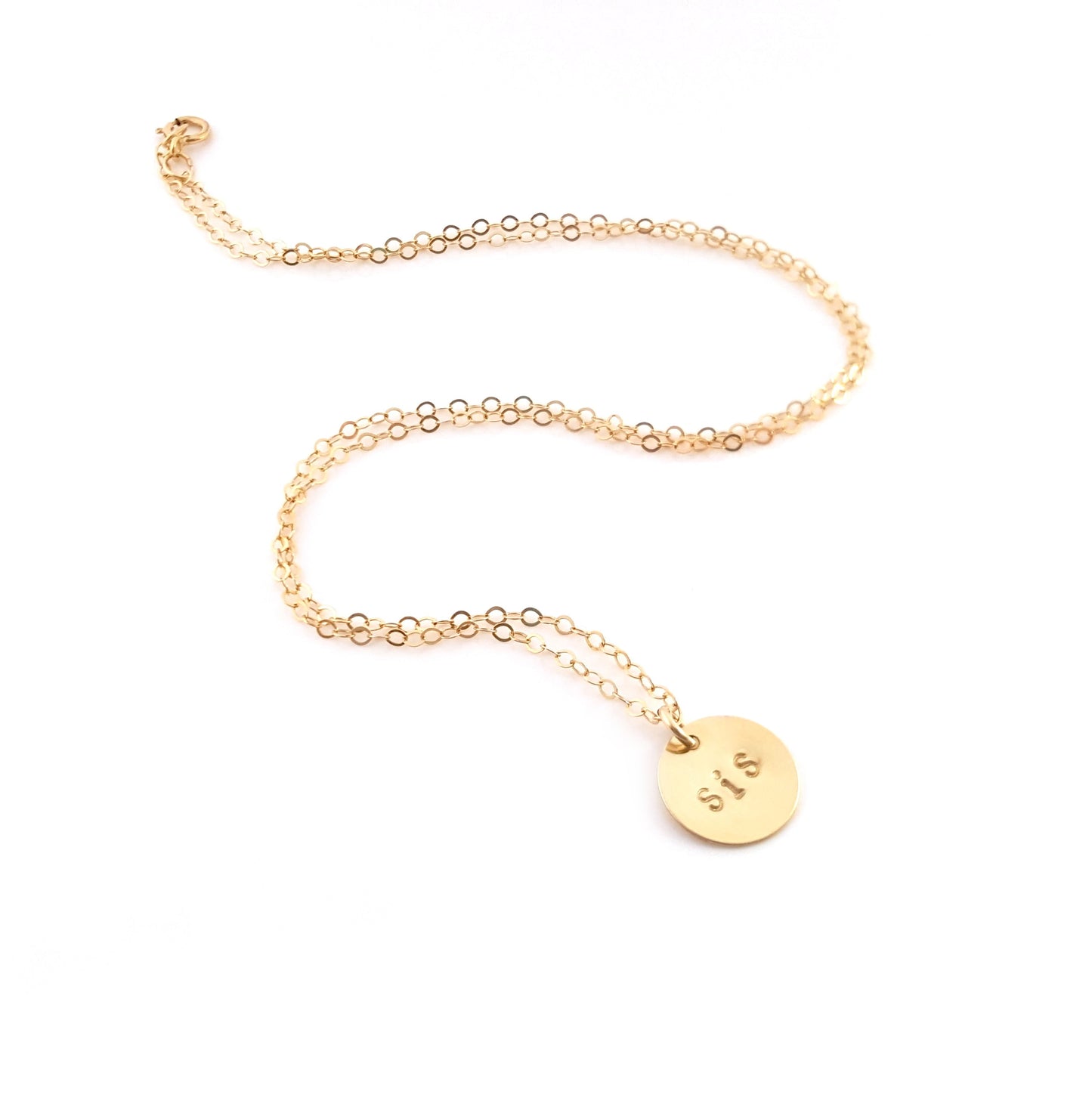 Hand Stamped "SIS" Necklace | Personalized Sister Gift | Dainty Gold Necklace | Friendship Jewelry | Handmade Jewelry Gift