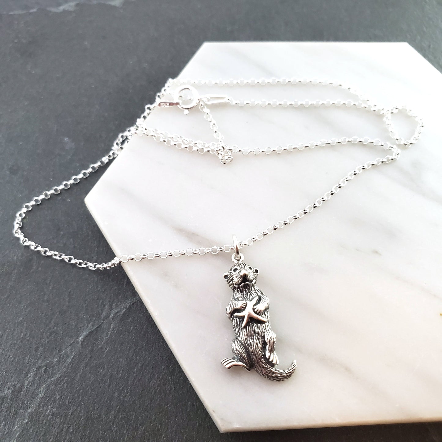 Sterling Silver Sea Otter Necklace | 18" Chain