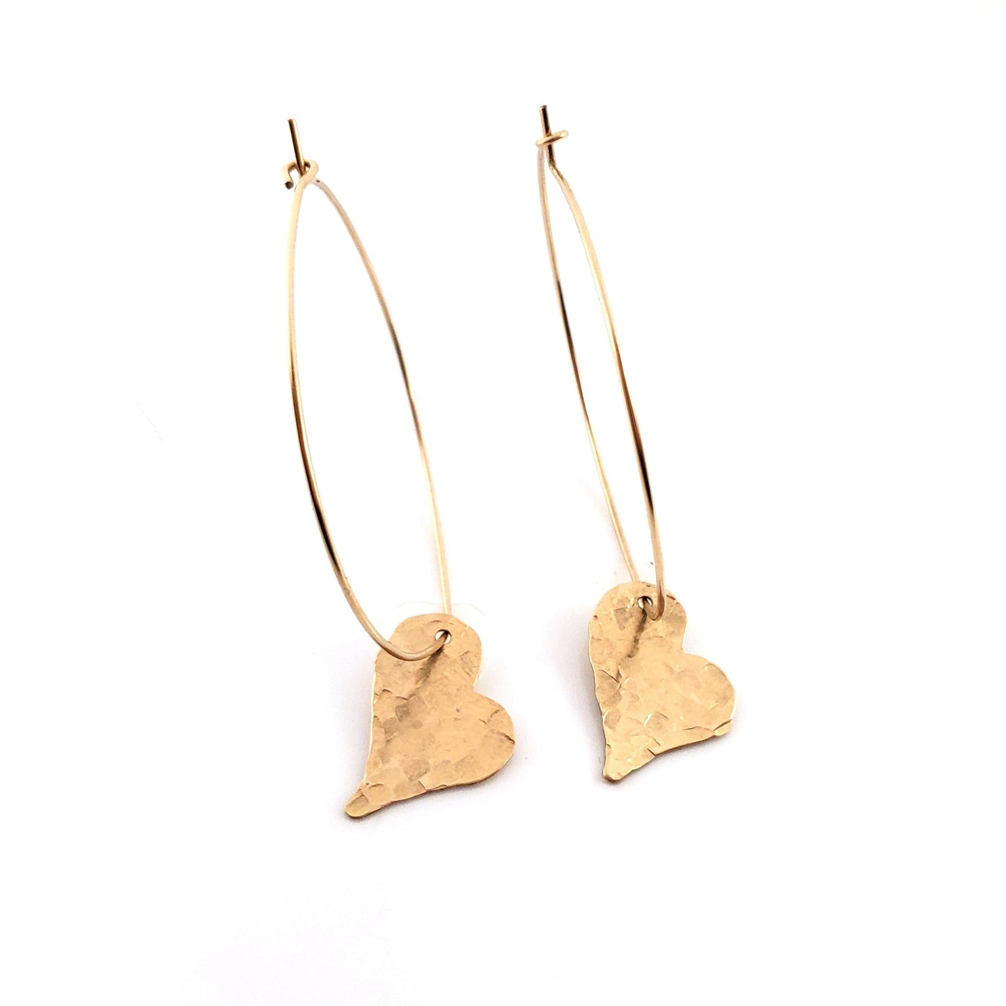 Sweetheart Earrings - Hammered Heart Hoop Earrings - Handmade Hoops