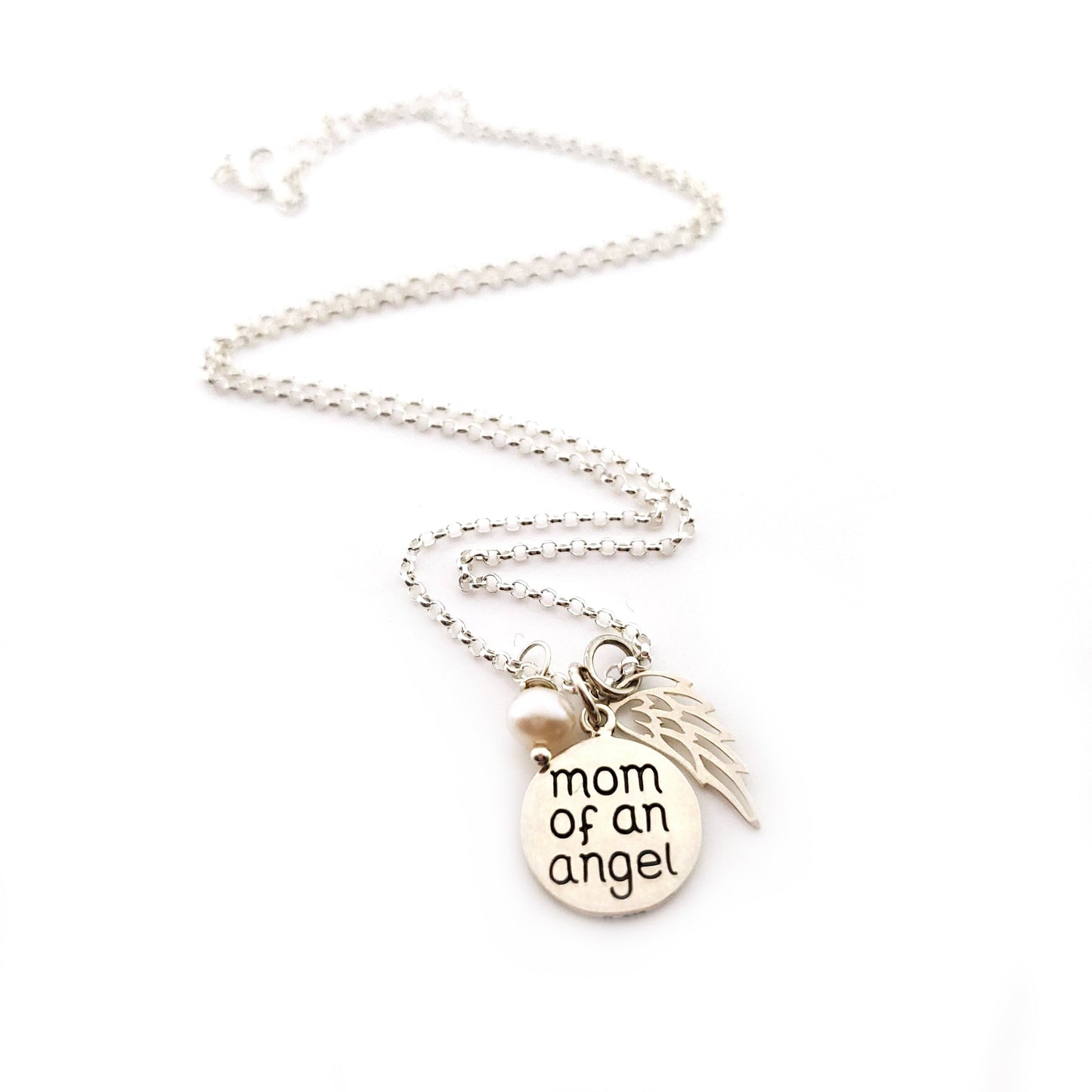 Mom of an Angel Necklace - Sterling Silver Jewelry - Miscarriage Memorial
