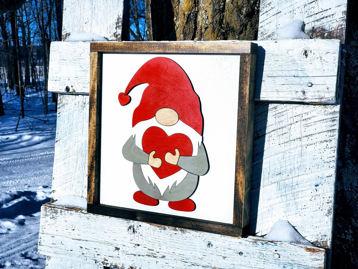 Valentine's Day Gnome Sign | Raised Farmhouse Sign | Valentine's Day Decor