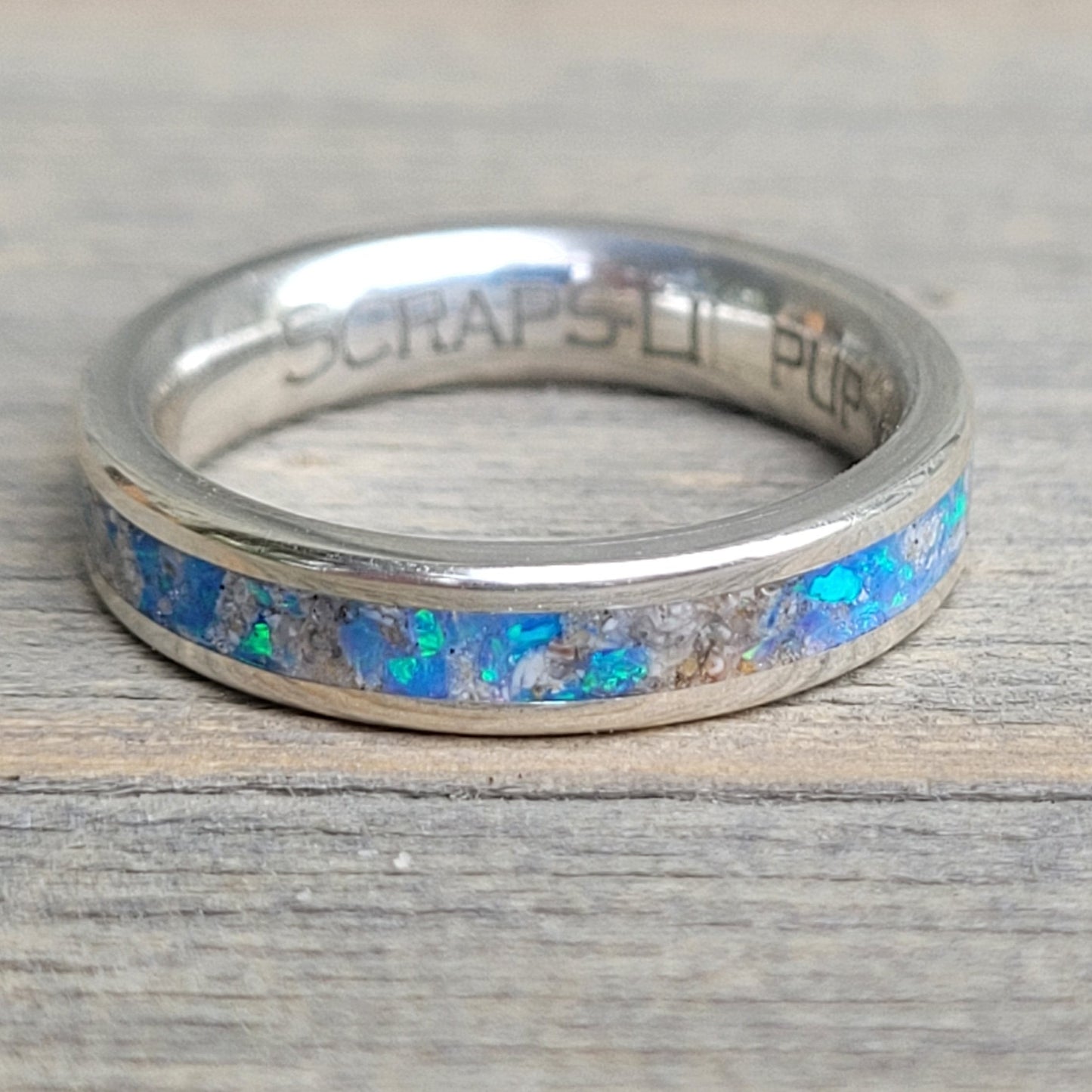 Sterling Silver, Opal & Ash Memorial Ring