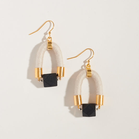 Black Faceted Bead Earrings