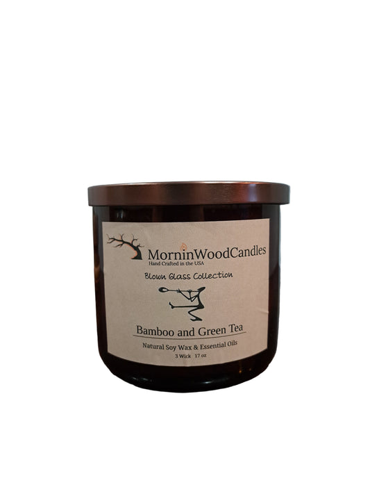 Bamboo & Green Tea-3 Wick Blown Glass Collection