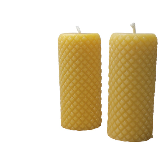 Vintage Hobnail Glass Pillar | Beeswax Candle