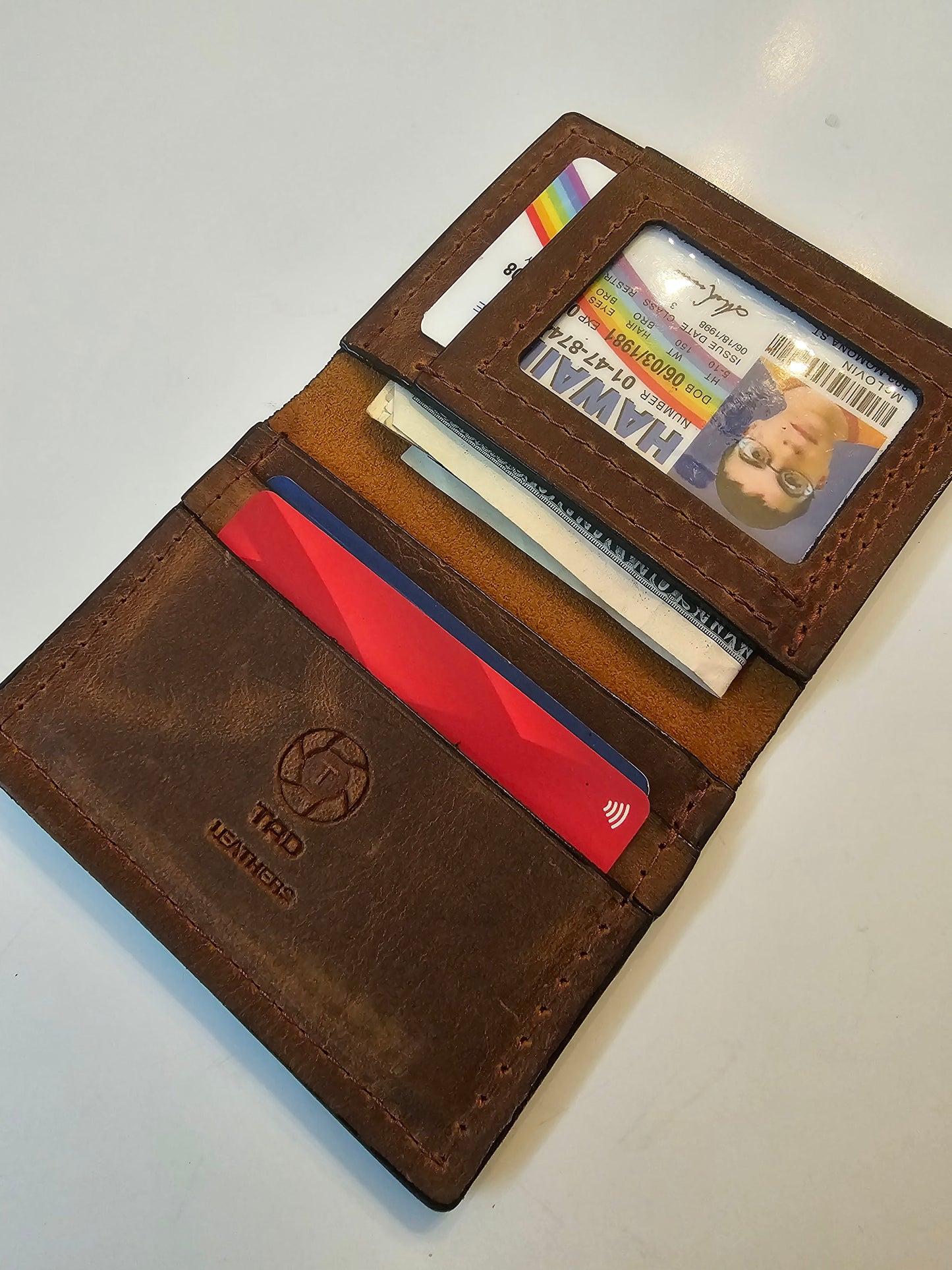 Volcano Brown Textured Card Wallet - Handcrafted Leather ID Holder