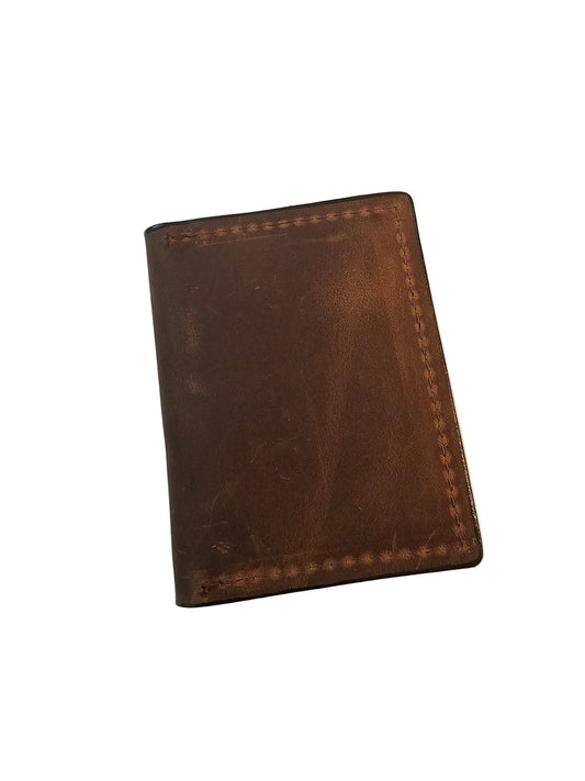 Volcano Brown Textured Card Wallet - Handcrafted Leather ID Holder
