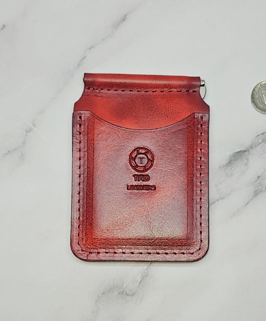 Handcrafted Leather Money Clip-Volcano Red-Premium Full-grain Leather-Tad Leathers