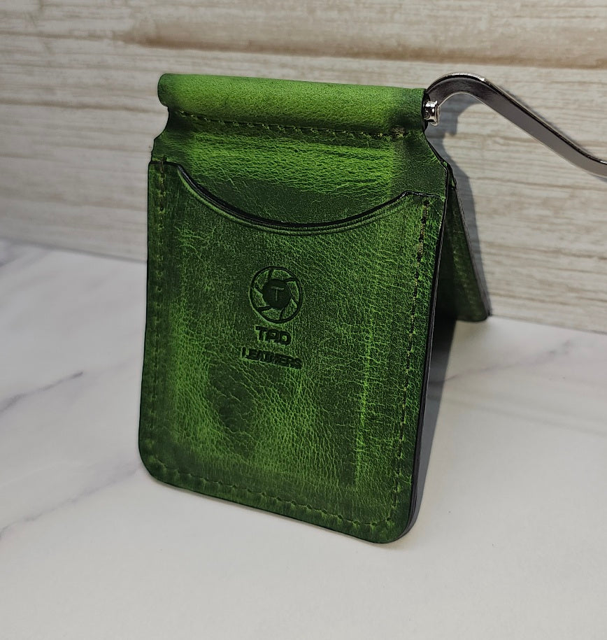 Handcrafted Leather Money Clip - [Electric Green] | Premium Full-Grain Leather | Tad Leathers"