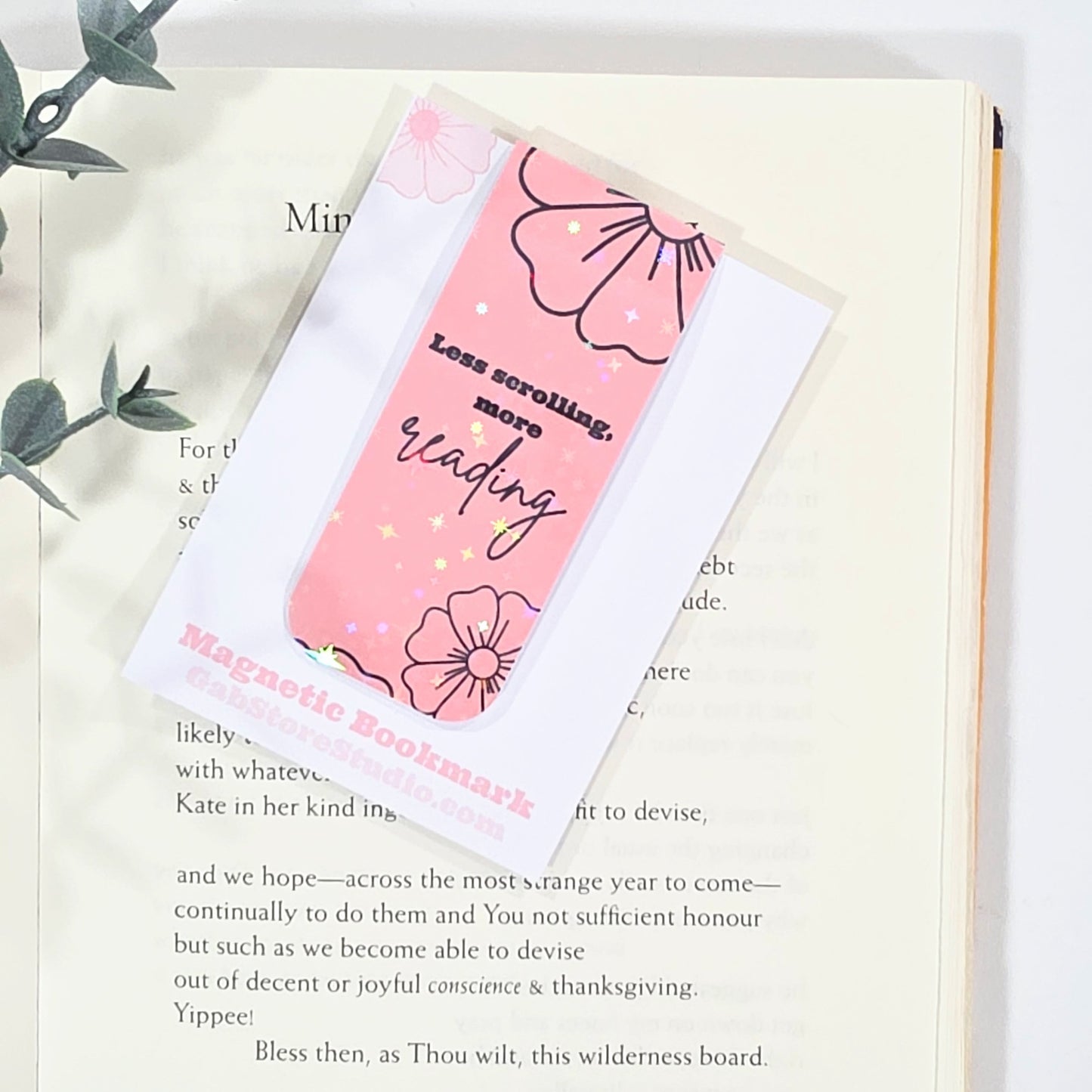 Less Scrolling More Reading | Sparkle Holographic Magnetic Bookmark