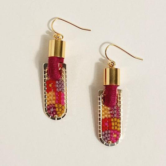 Patch Geometric Earrings in Warm Tones