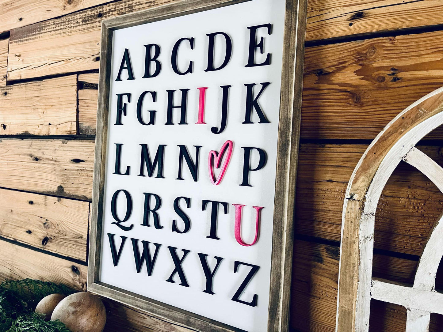Alphabet I Love You Farmhouse Sign | Nursery Sign | Playroom Sign