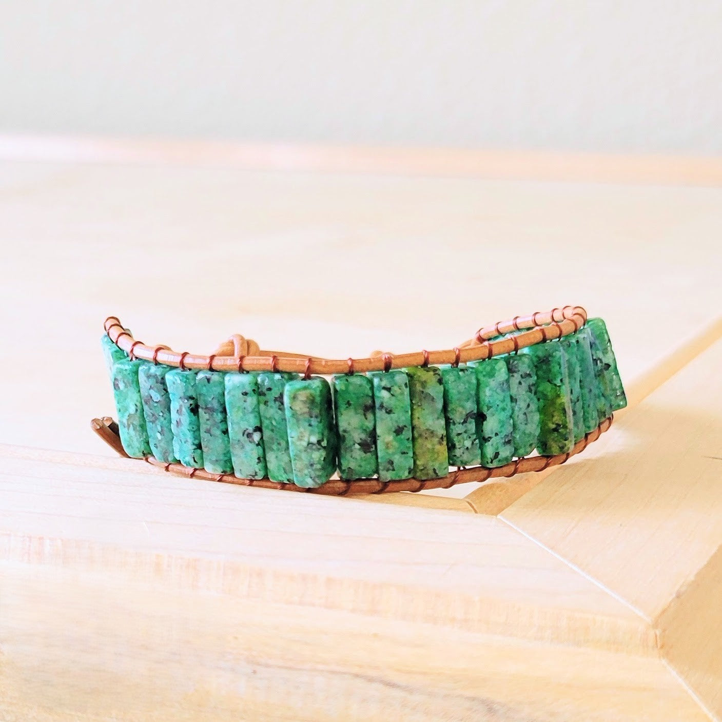 **Woven African Turquoise Beaded Bracelet 810b
