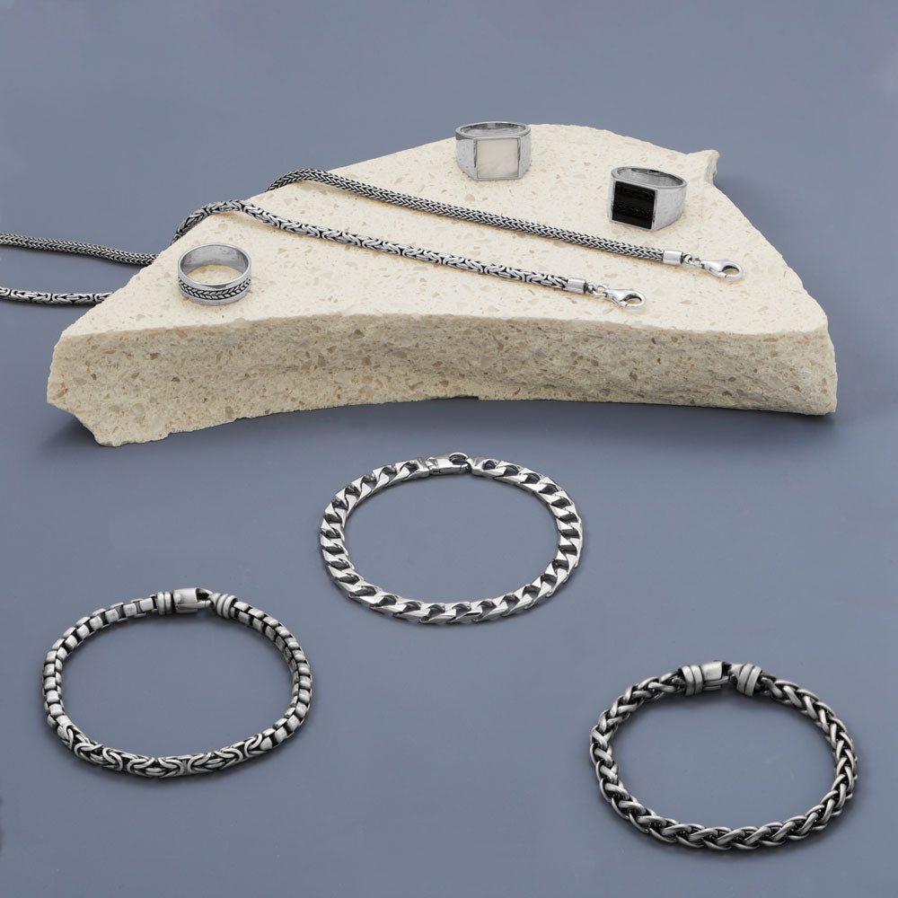 Men's Black Box & Byzantine Chain Bracelet