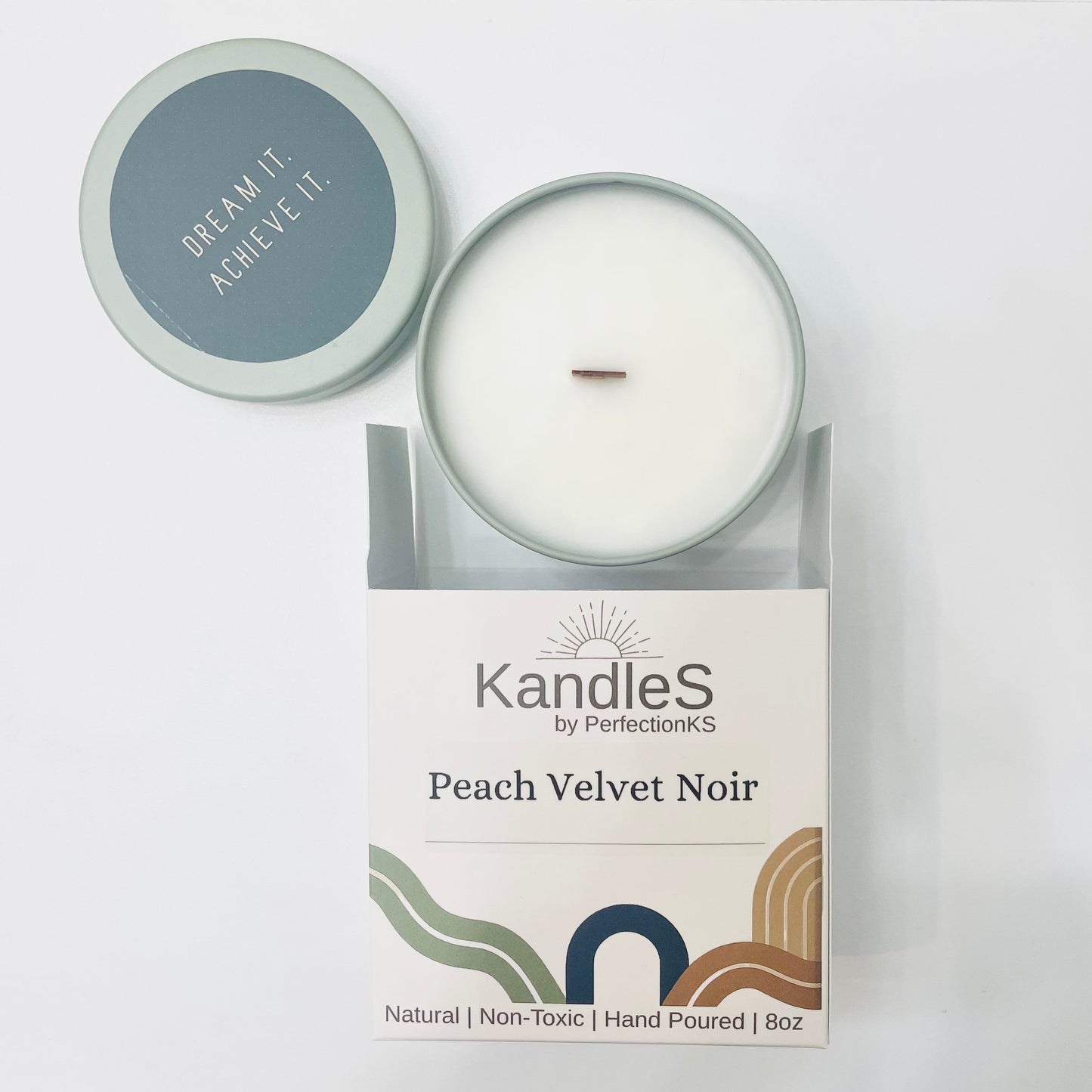 Peach Velvet Noir Luxury Candle | Eco-Friendly Clean-Burning Wooden Wick Candle