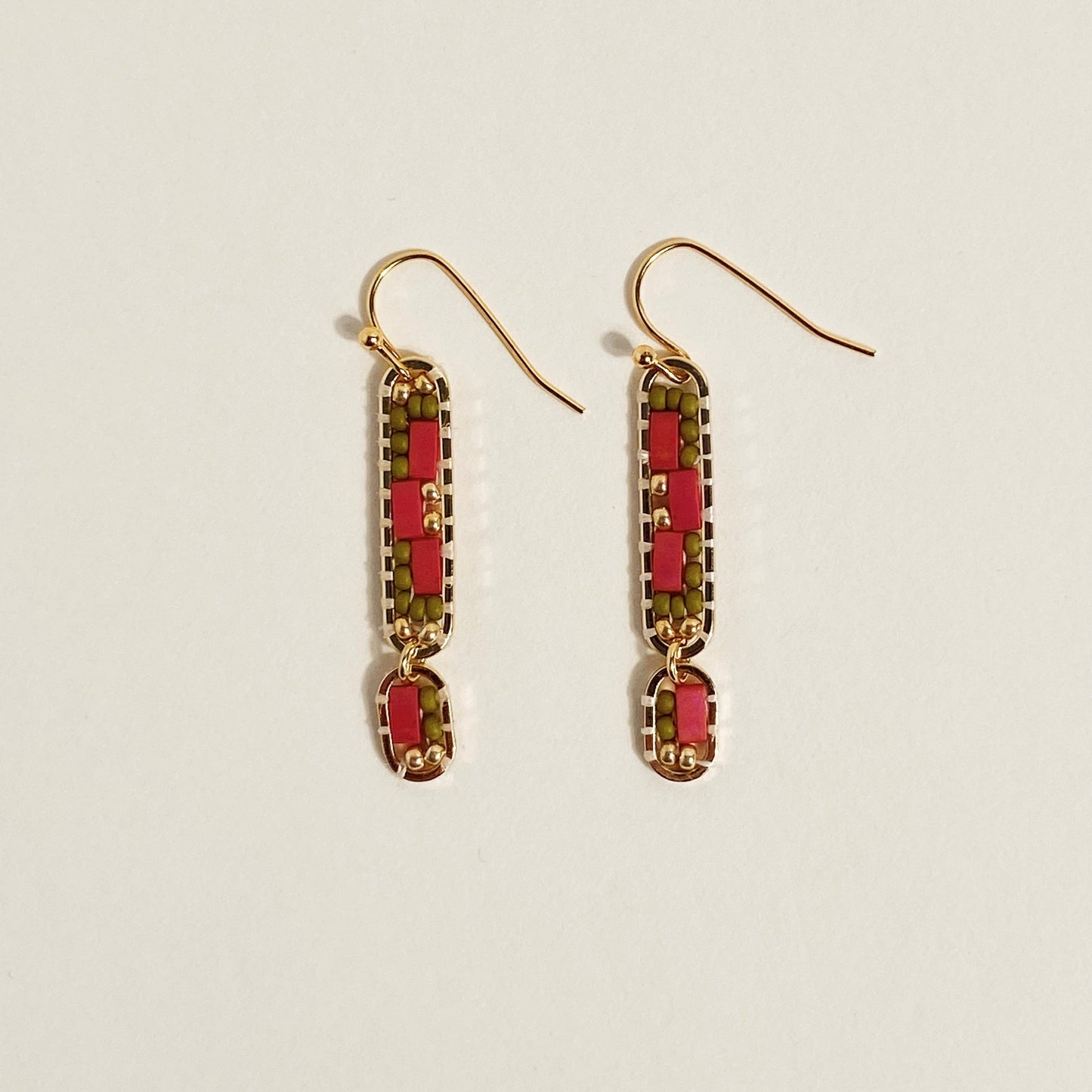 Abstract Earrings in Hibiscus