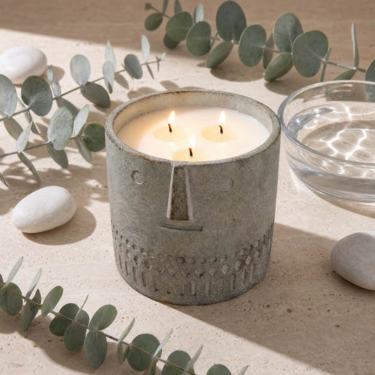 Natural Eucalyptus Stone Face Candle 27oz