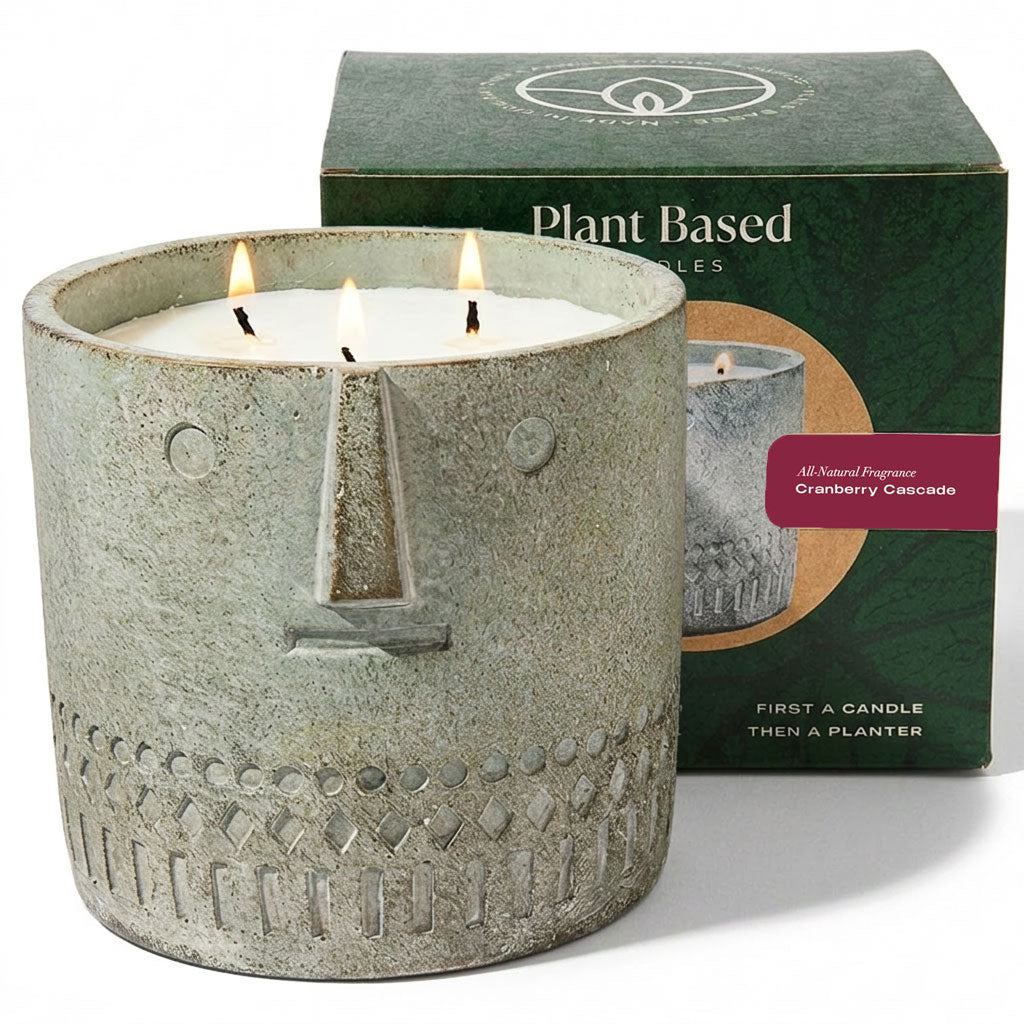 Natural Cranberry Cascade Stone Face Candle 27oz