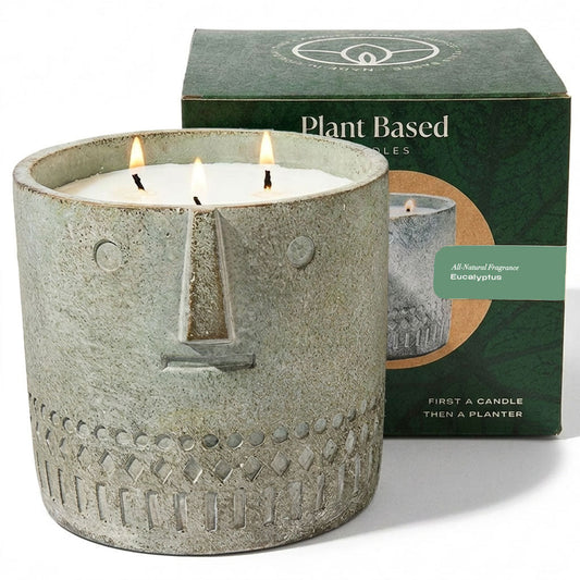 Natural Eucalyptus Stone Face Candle 27oz