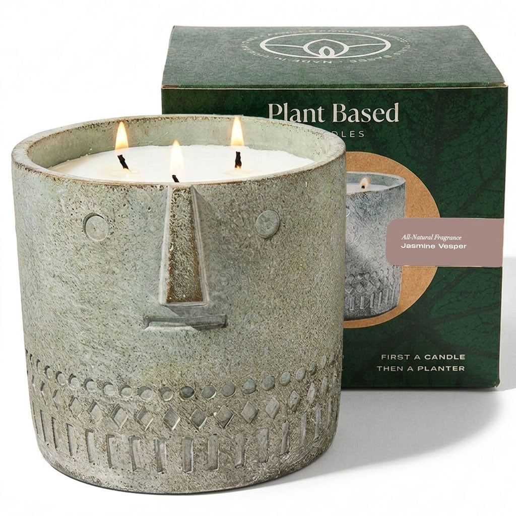 Natural Jasmine Vesper Stone Face Candle 27oz