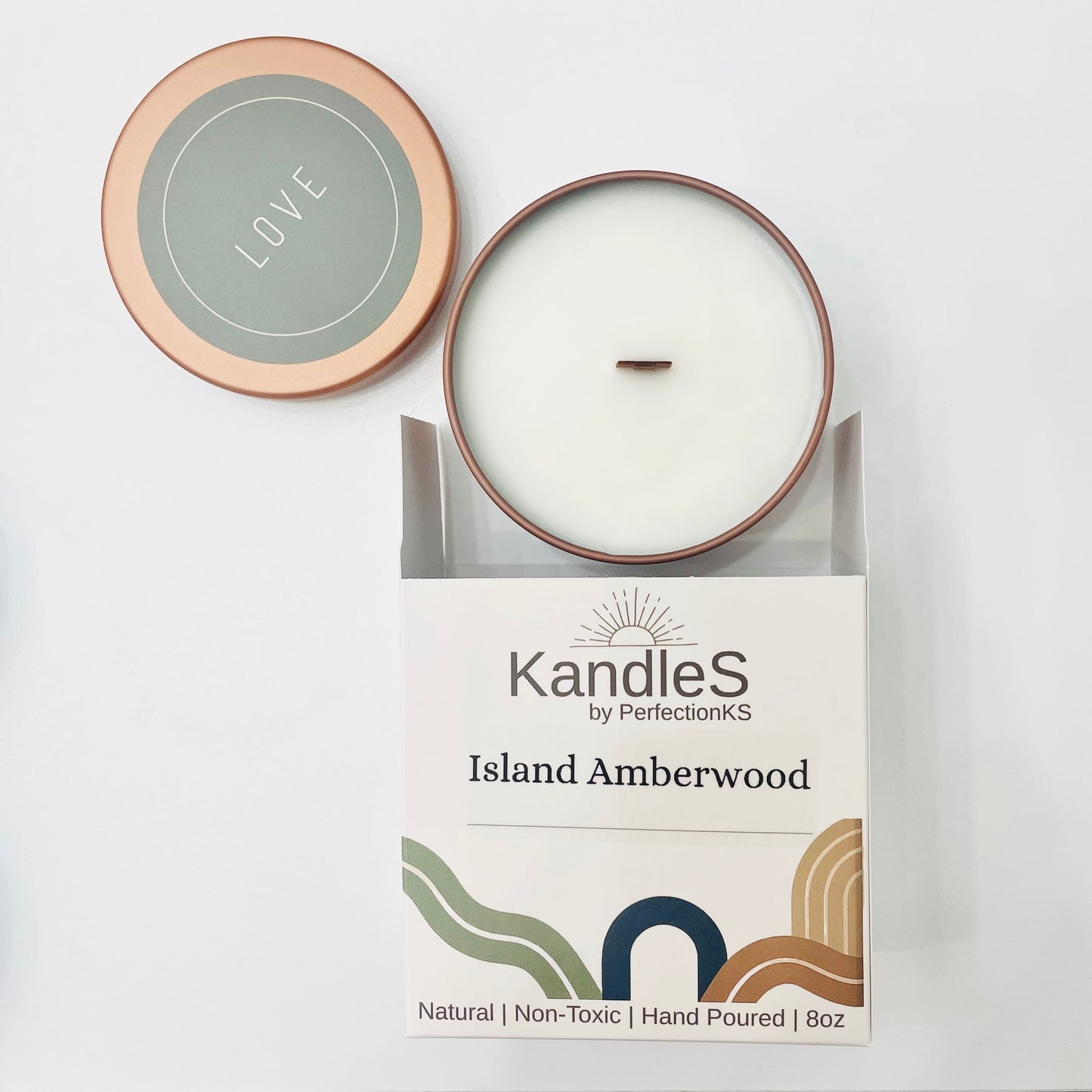 Island Amberwood Luxury Candle | Eco-Friendly Clean-Burning Wooden Wick Candle