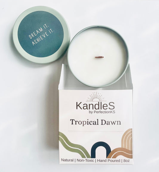 Tropical Dawn Luxury Candle | Eco-Friendly Clean-Burning Wooden Wick Candle