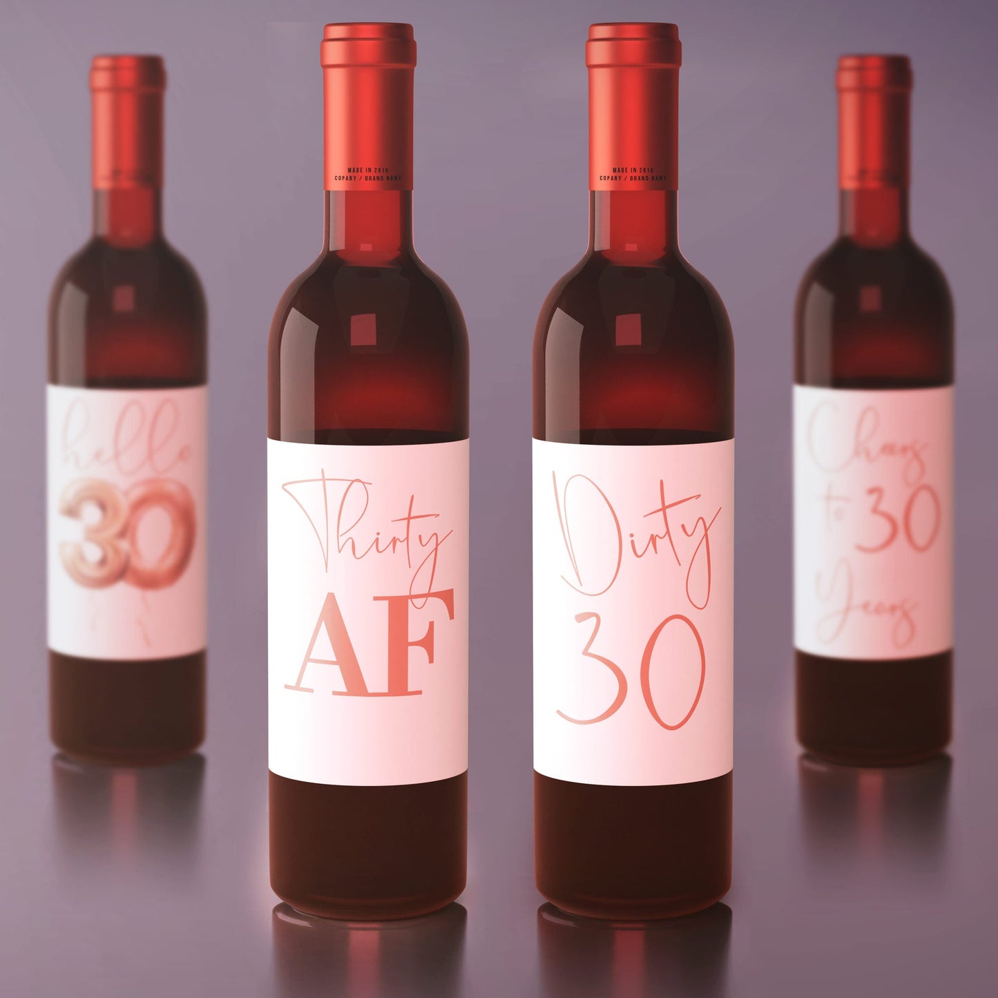 Dirty 30 Birthday Wine Labels, Pack of 4