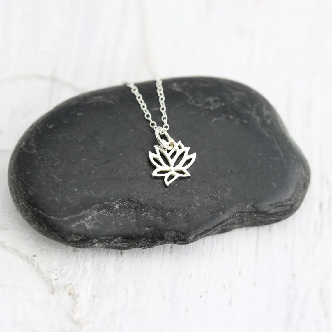 Sterling Silver Tiny Lotus Necklace – 16" Chain